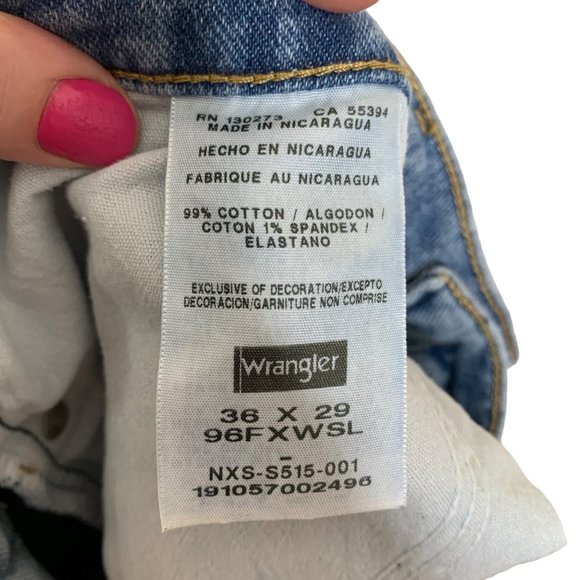Wrangler Blue Jeans Light Wash Denim Pants Bootcut Relaxed Fit Flex Mens Size 36 - Picture 8 of 8